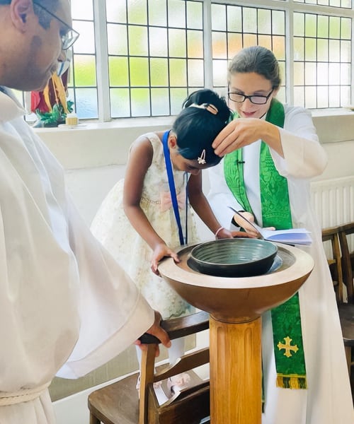 Photograph of a baptism at St Michael's