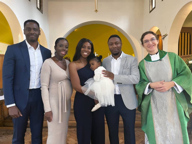 Photograph of a baptism family at St Michael's
